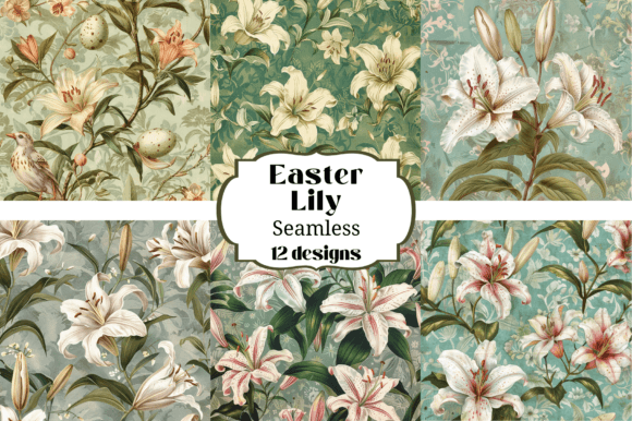 12 Easter Lily Seamless Backgrounds for Your Projects