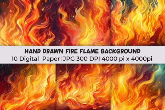 Capturing Energy: Hand-Drawn Fire Flame Backgrounds for Modern Design