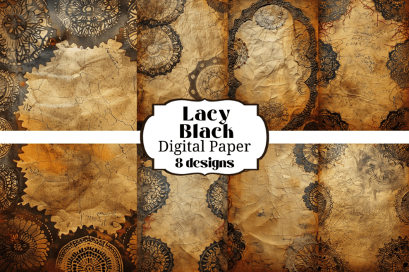 Elevate Your Craft Projects with 8 Lacy Black Junk Journal Backgrounds