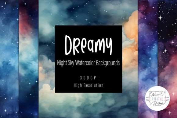 Elevate Your Projects with Dreamy Night Sky Watercolor Backgrounds