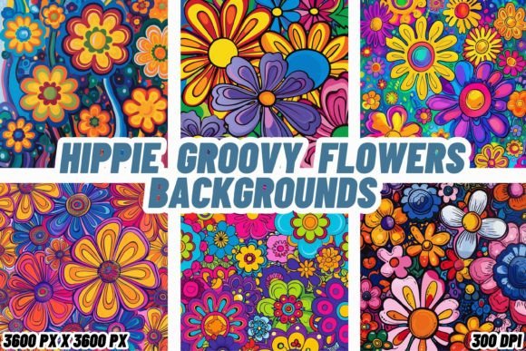 Hippie Groovy Flowers Backgrounds: A Retro Design Revival
