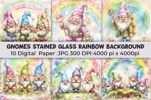Infuse Magic: The Allure of Gnomes Stained Glass Rainbow Backgrounds