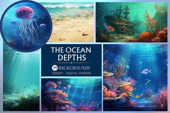 Ocean Depths - Backgrounds: A Digital Paper Collection