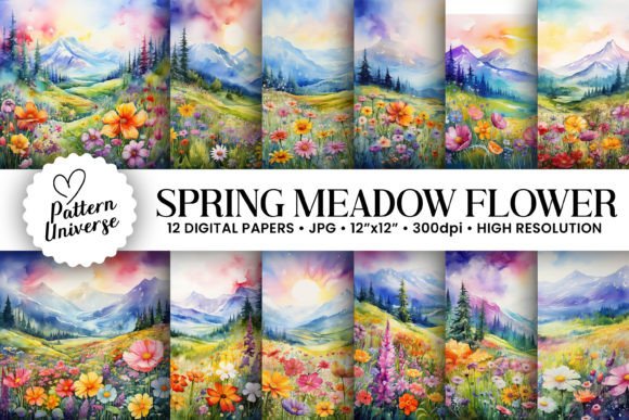 Spring Meadow Flowers Backgrounds: Fresh Digital Papers for Your Projects