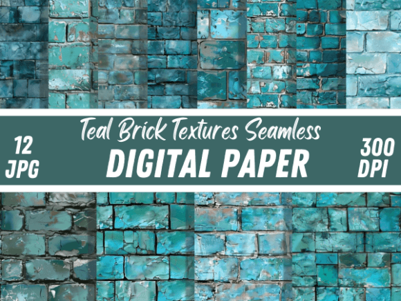 Teal Grid Bricks Textures: A Modern Design Asset