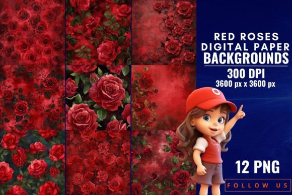 Timeless Elegance: Using Red Roses Digital Paper Backgrounds