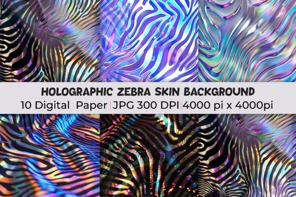 Transform Your Designs with Holographic Zebra Skin Backgrounds