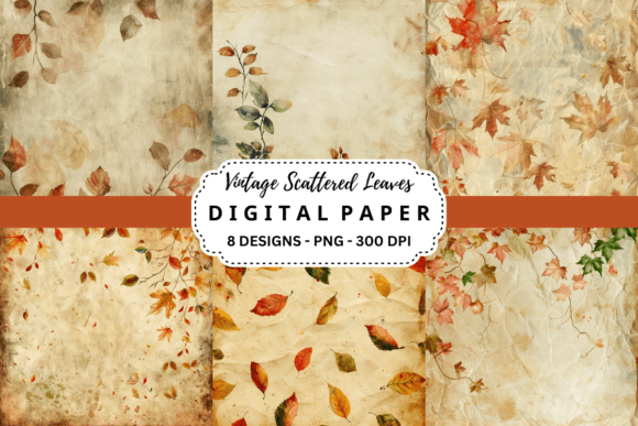 Vintage Scattered Leaves Backgrounds: Autumnal Charm for Designers